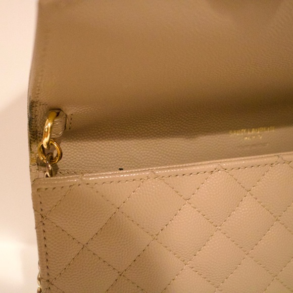 Saint Laurent (YSL) Envelope Flap Clutch Bag in Dark Beige - Picture 8 of 13